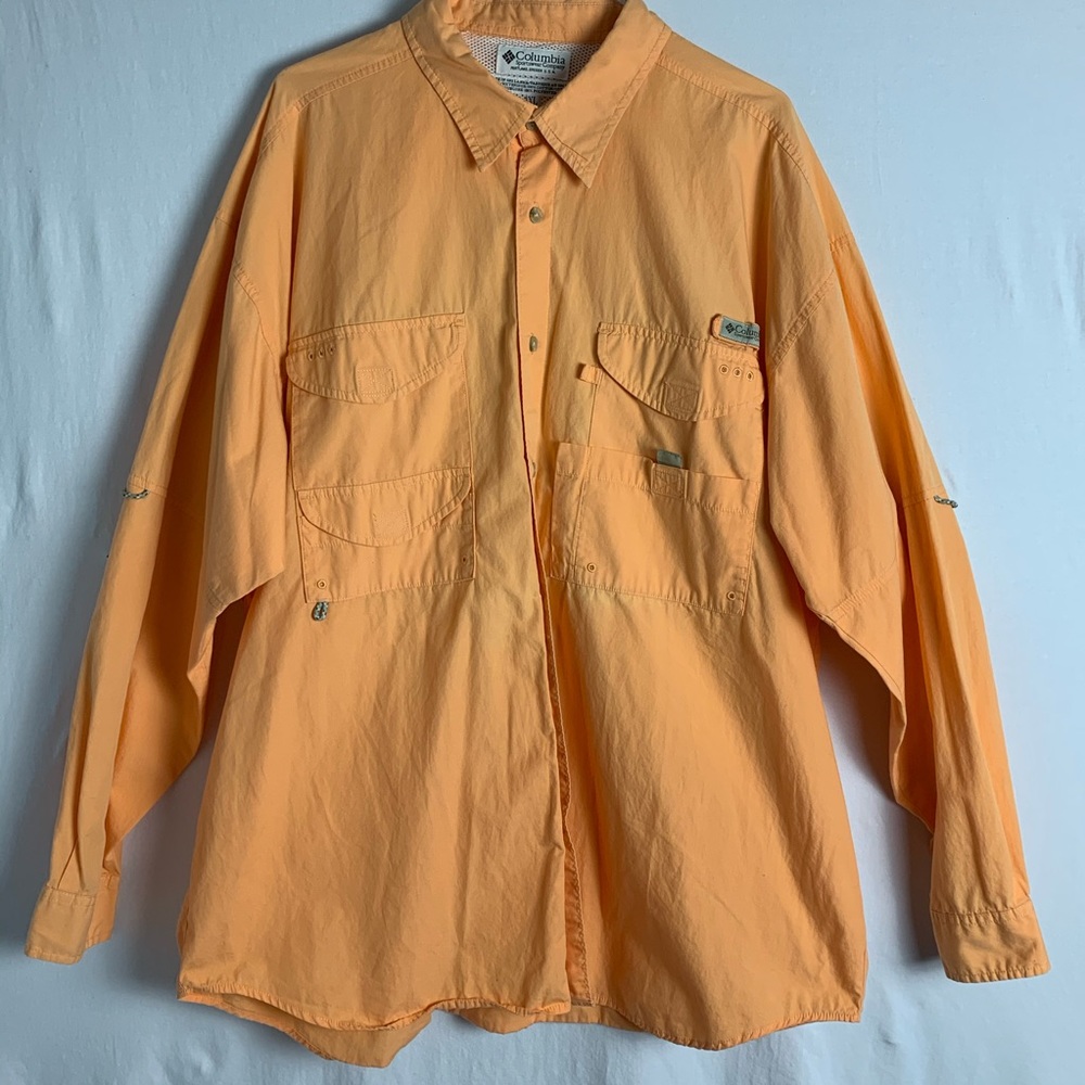 Columbia PFG orange button‎ up vented shirt PRELOVED